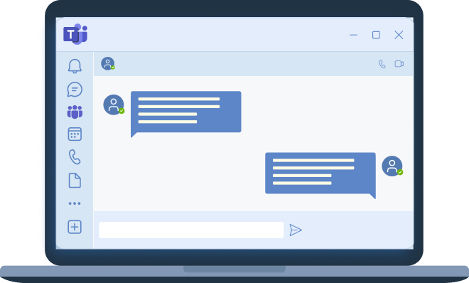 Microsoft Teams Chat auf einem Laptop